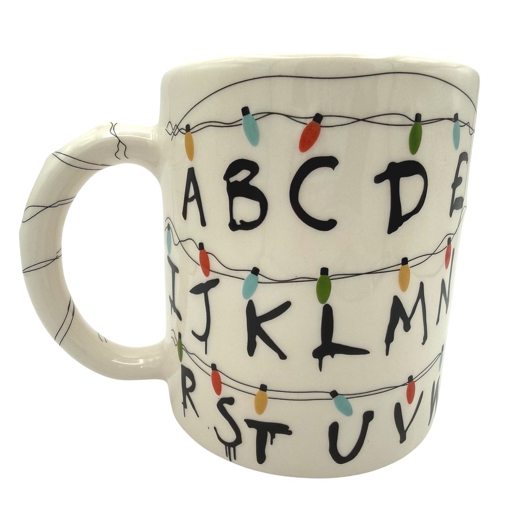 Netflix Stranger Things Alphabet Wall Christmas Lights Ceramic Mug White Eleven